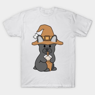 Pumpkin Spice French Bulldog Black T-Shirt